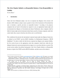 The Swiss Popular Initiative on Responsible Business